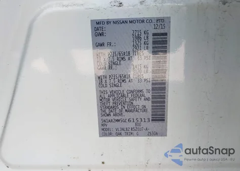 2016 Nissan Pathfinder S from USA, damaged, VIN 5N1AR2MM5GC615313